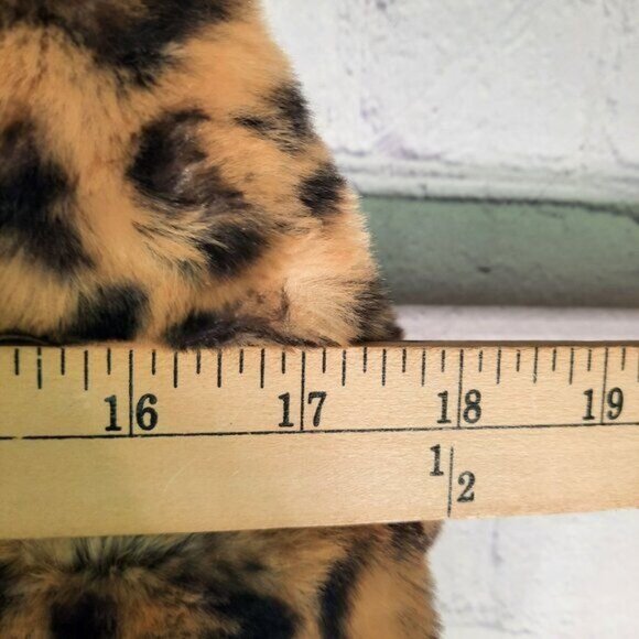 Inc Faux Fur Long Vest Women's Animal Print Leopard Tan Black - Picture 8 of 12